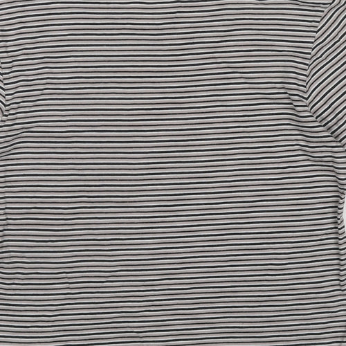 Ghanda Womens Beige Striped Cotton Basic T-Shirt Size 10 Round Neck