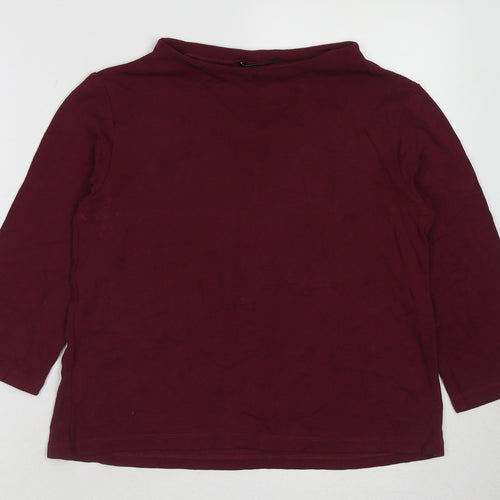 One More Story Womens Purple Polyester Basic Blouse Size 10 Round Neck