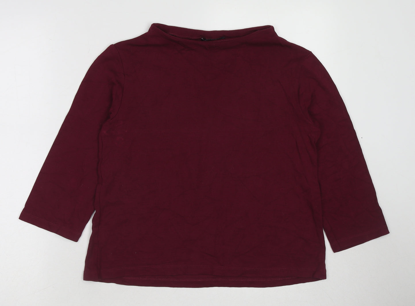 One More Story Womens Purple Polyester Basic Blouse Size 10 Round Neck