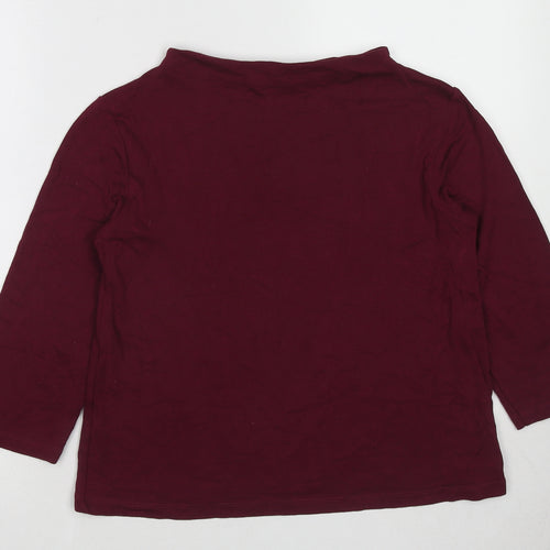 One More Story Womens Purple Polyester Basic Blouse Size 10 Round Neck