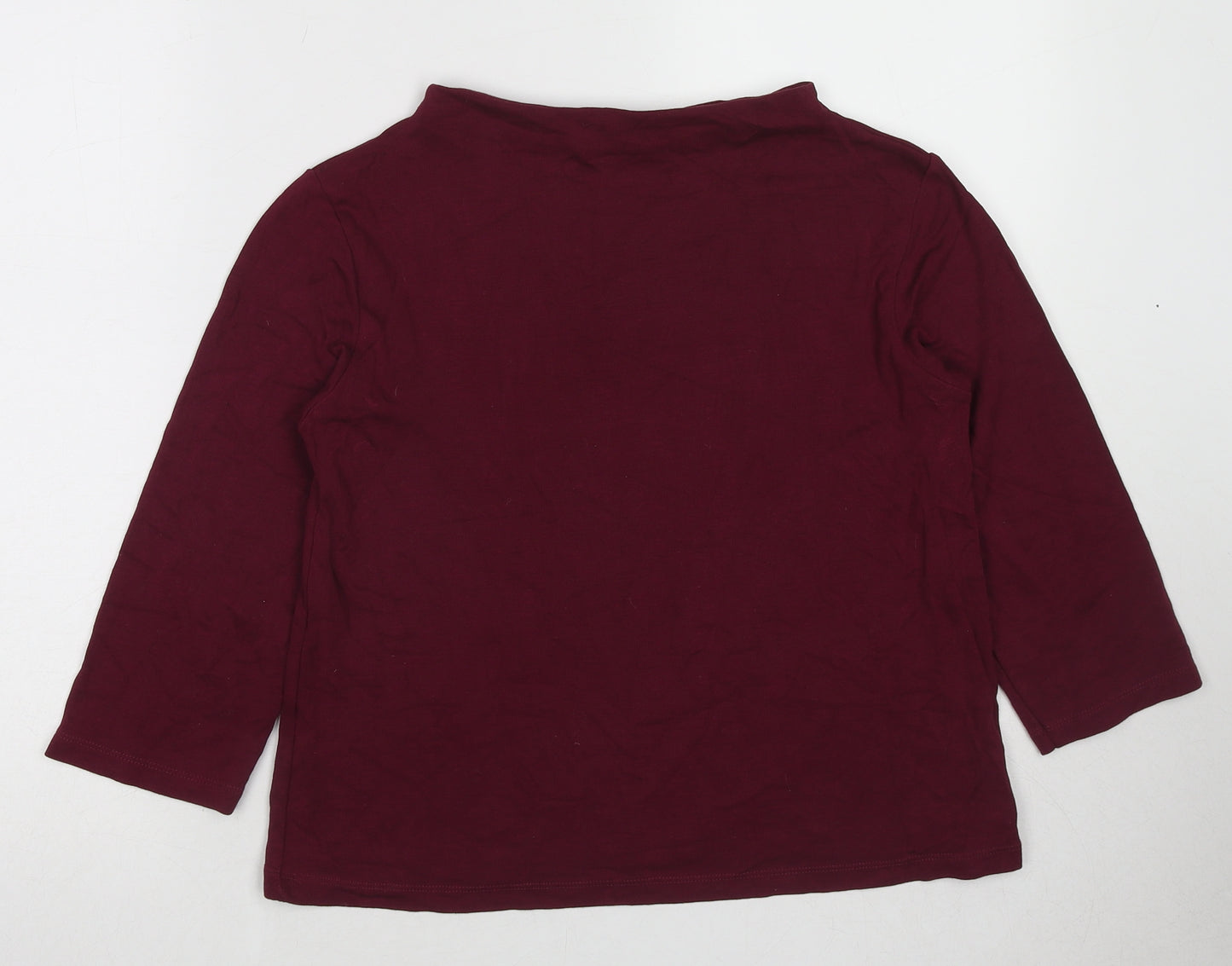 One More Story Womens Purple Polyester Basic Blouse Size 10 Round Neck