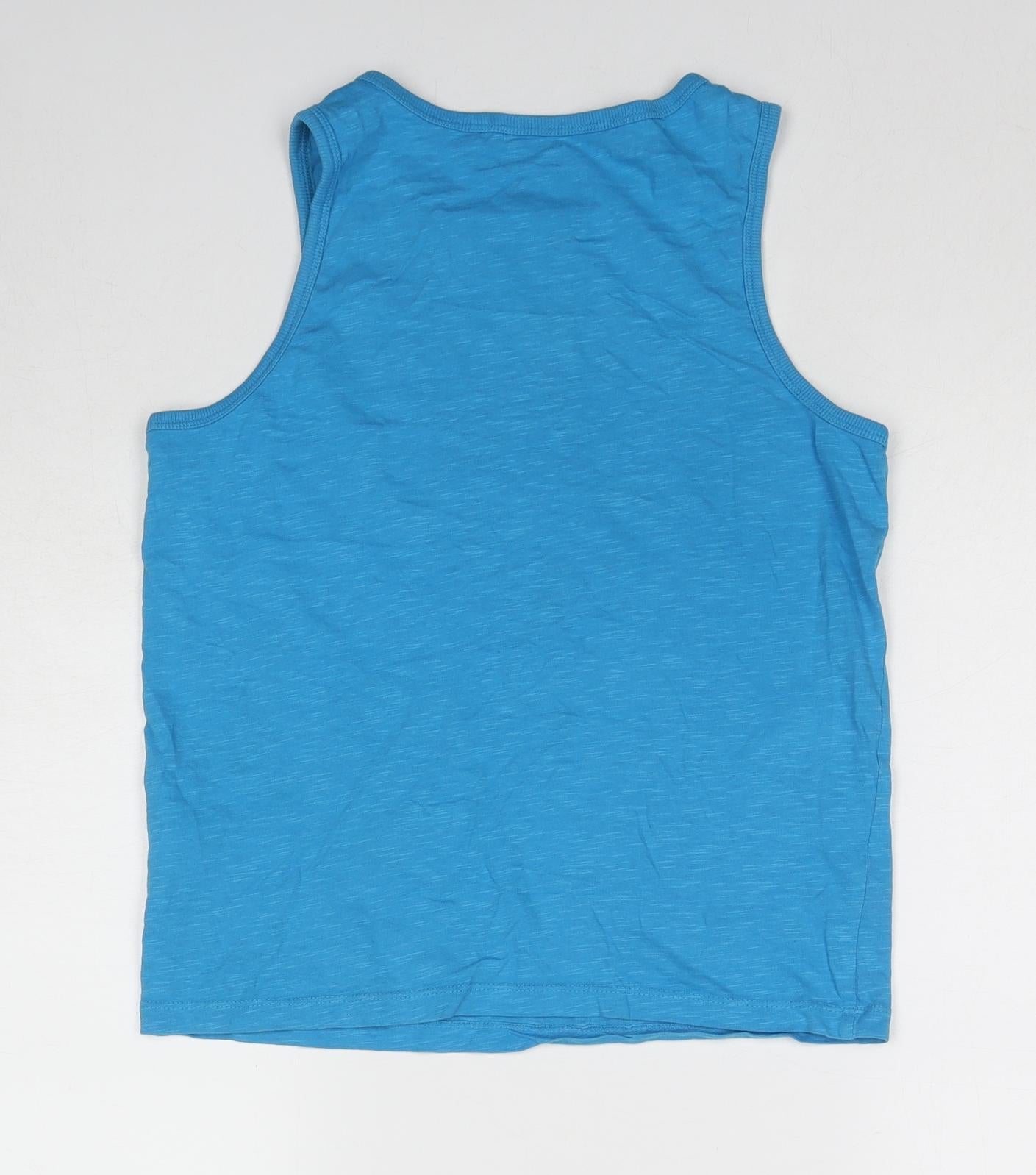 NEXT Boys Blue Cotton Basic Tank Size 11 Years Round Neck Pullover
