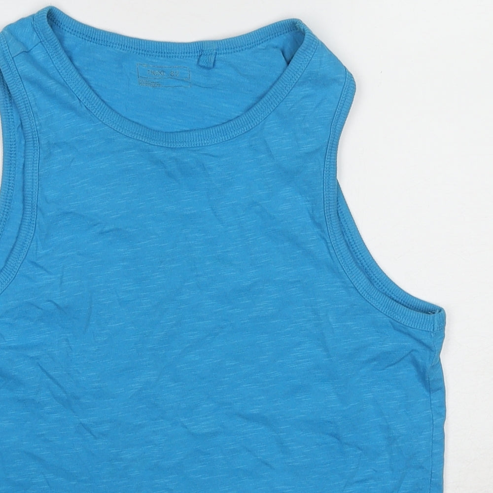 NEXT Boys Blue Cotton Basic Tank Size 11 Years Round Neck Pullover