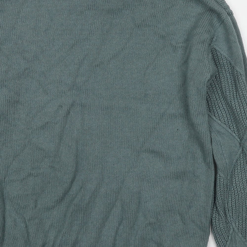 Marks and Spencer Womens Green High Neck Argyle/Diamond Cotton Pullover Jumper Size S