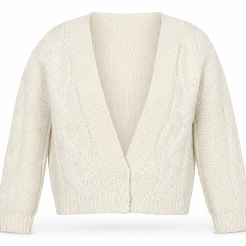 Fashion Union Womens White V-Neck Acrylic Cardigan Jumper Size 10