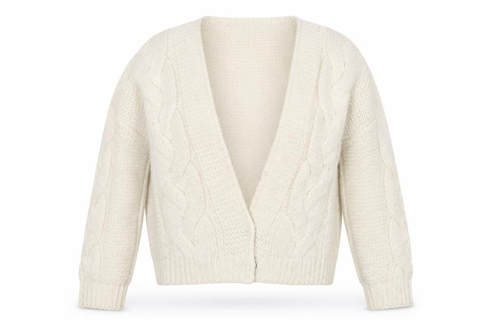Fashion Union Womens White V-Neck Acrylic Cardigan Jumper Size 10
