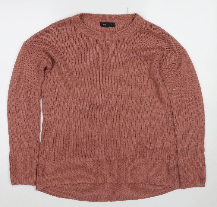 New Look Womens Beige Round Neck Acrylic Pullover Jumper Size S