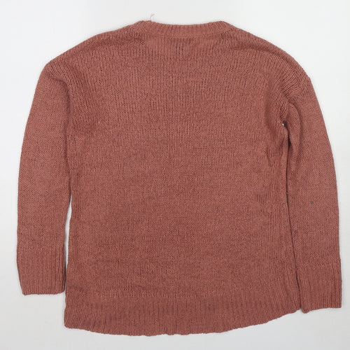 New Look Womens Beige Round Neck Acrylic Pullover Jumper Size S
