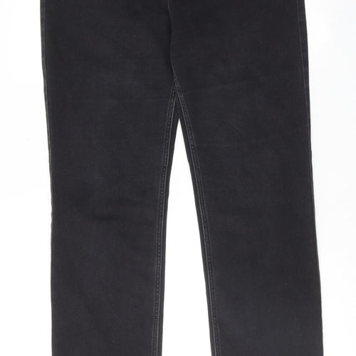 Marks and Spencer Womens Black Cotton Straight Jeans Size 14 Regular Zip