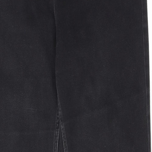 Marks and Spencer Womens Black Cotton Straight Jeans Size 14 Regular Zip