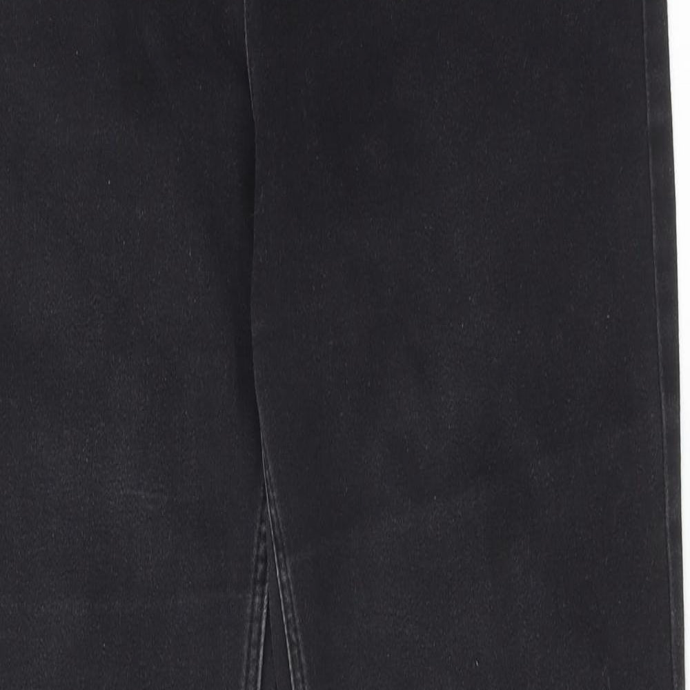 Marks and Spencer Womens Black Cotton Straight Jeans Size 14 Regular Zip