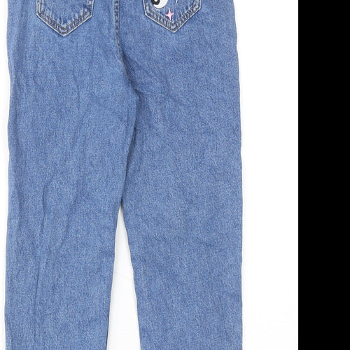 Marks and Spencer Girls Blue Cotton Straight Jeans Size 10-11 Years Regular Zip - Peace & Love