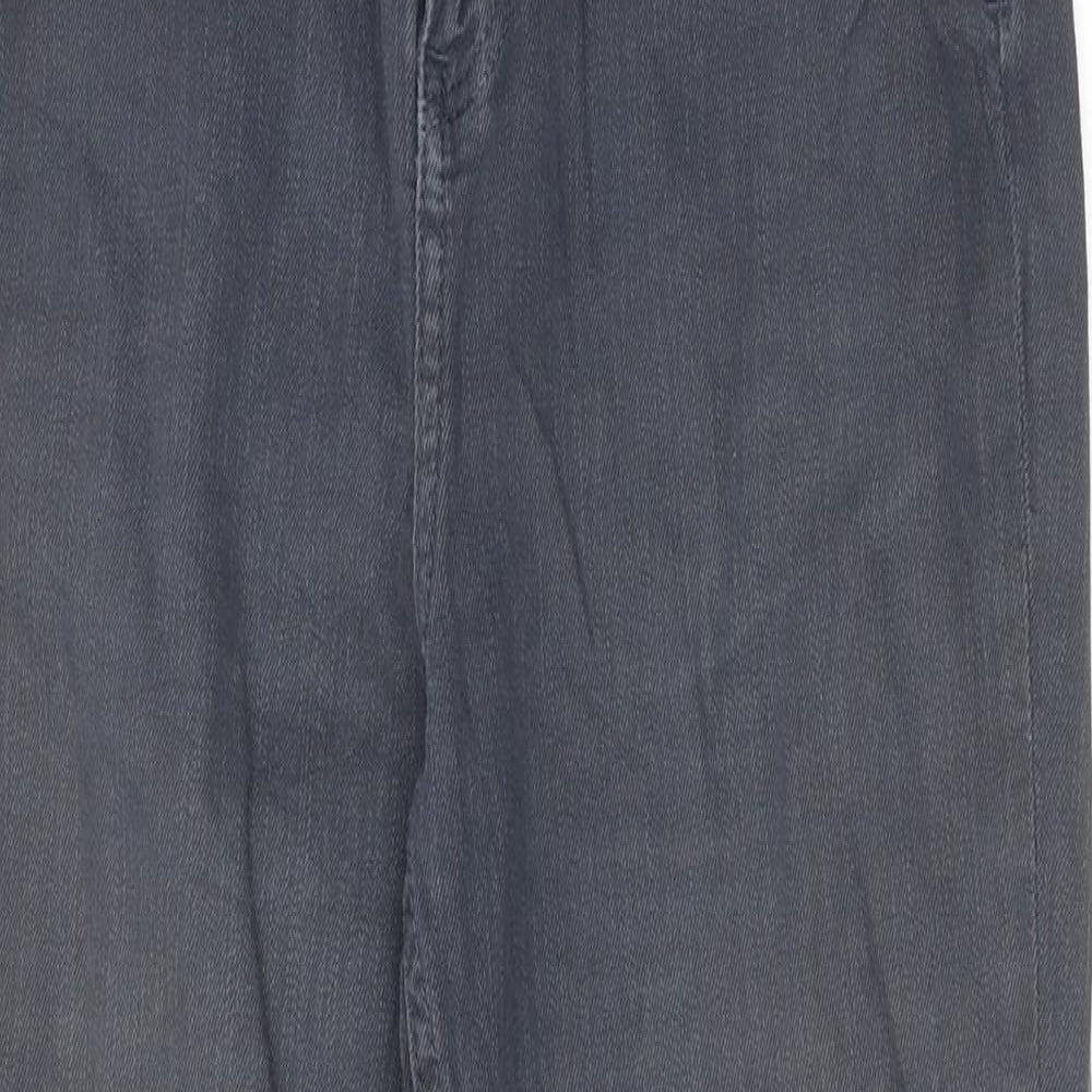 Fat Face Womens Grey Cotton Straight Jeans Size 10 Regular Zip
