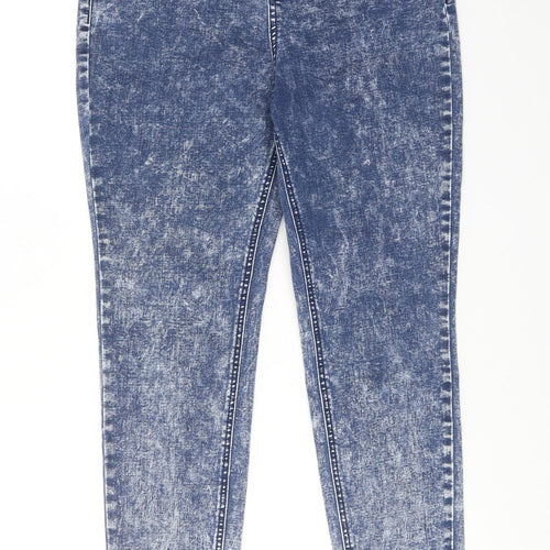TU Womens Blue Cotton Skinny Jeans Size 14 Regular Zip