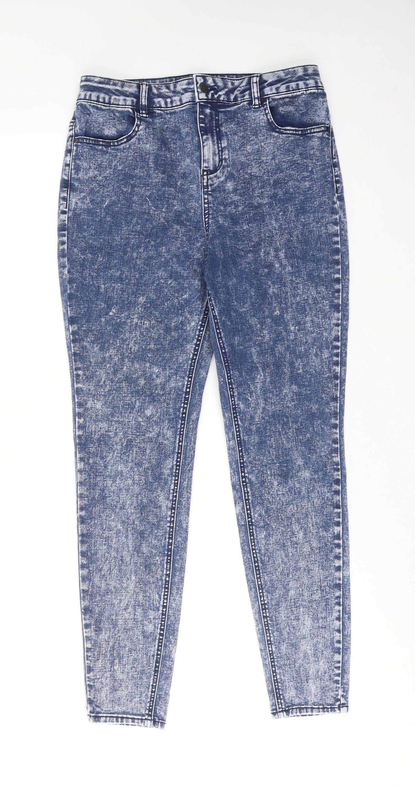 TU Womens Blue Cotton Skinny Jeans Size 14 Regular Zip