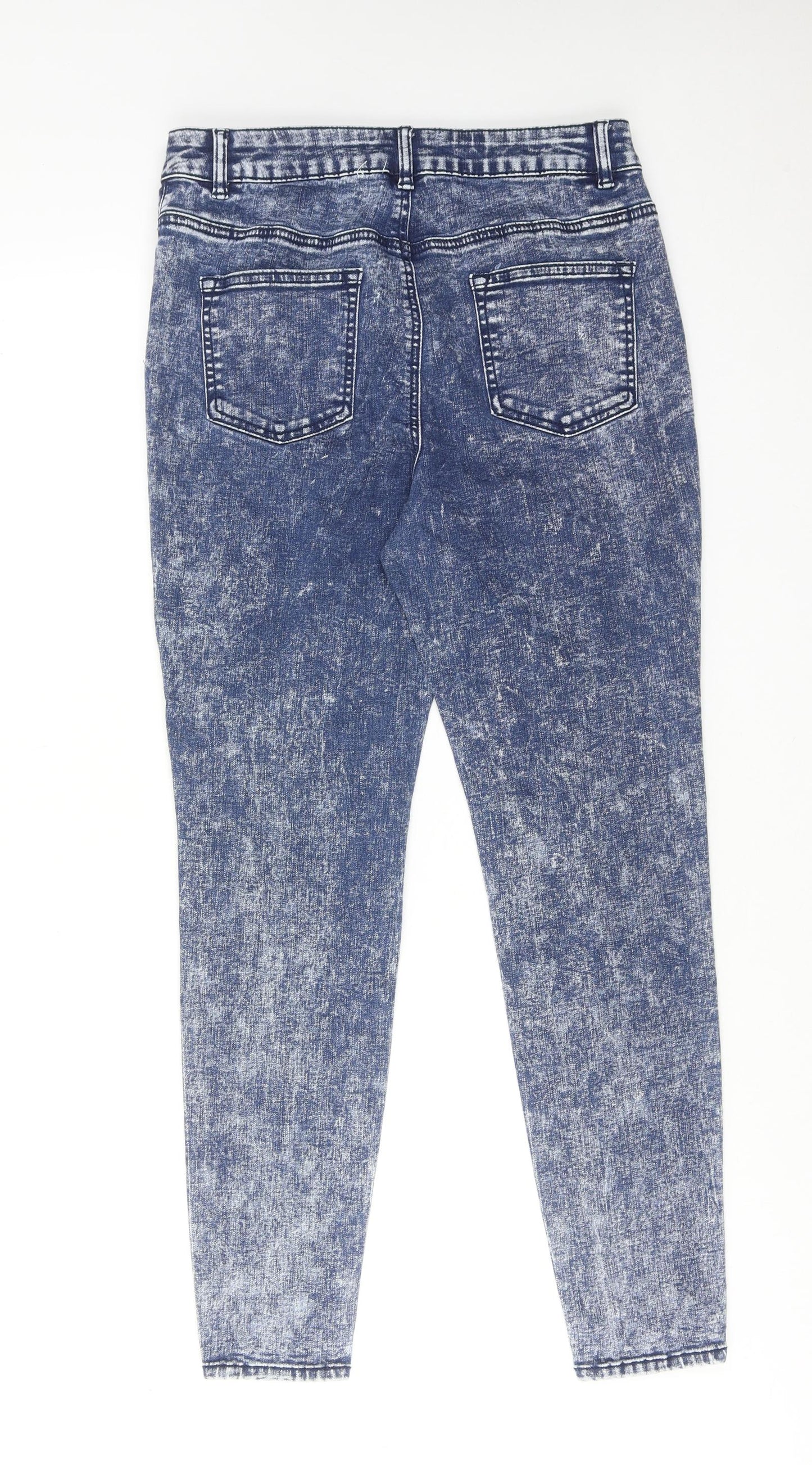 TU Womens Blue Cotton Skinny Jeans Size 14 Regular Zip