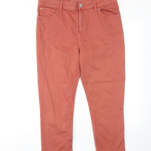 Marks and Spencer Womens Brown Cotton Cropped Jeans Size 14 Regular Zip