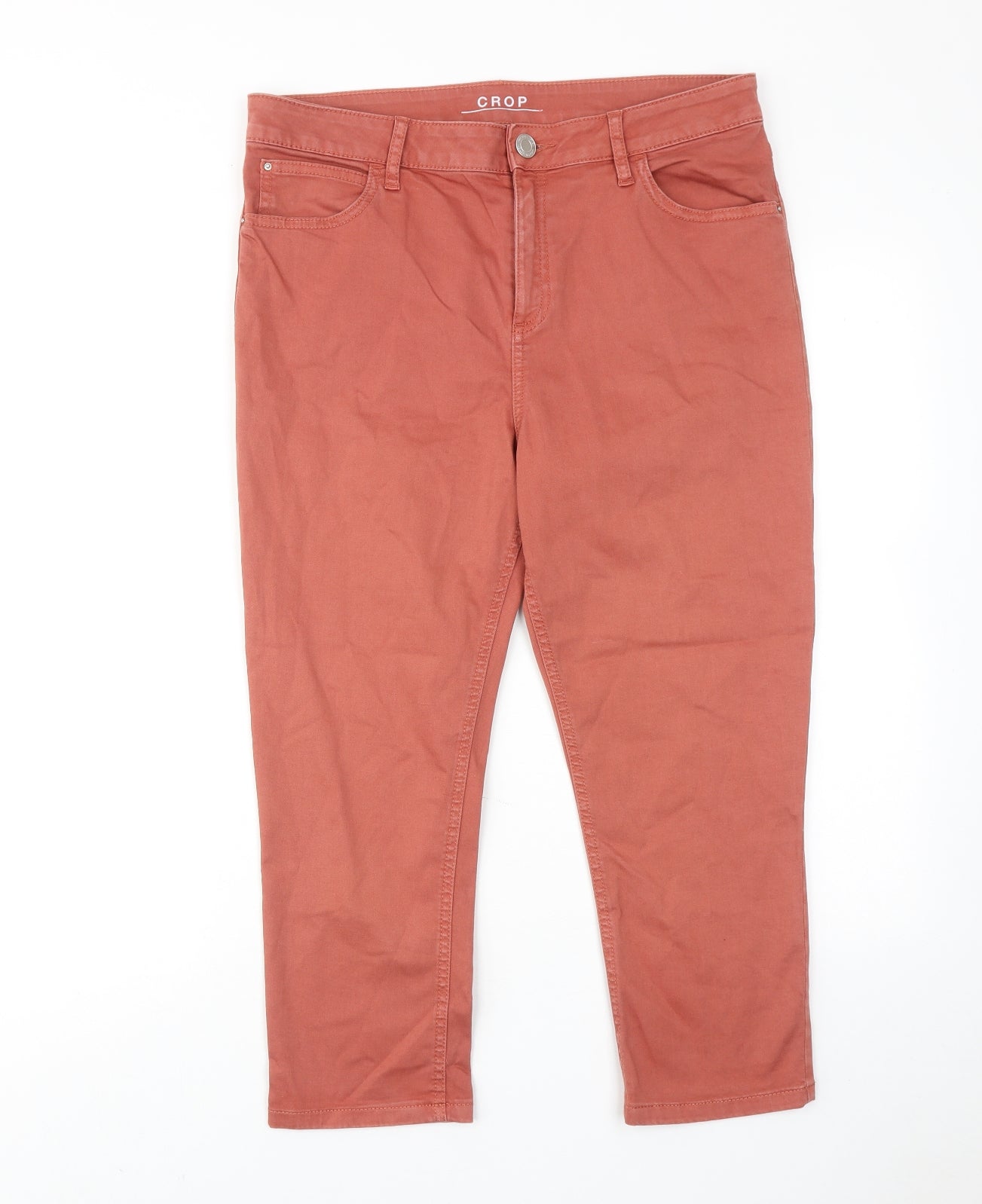 Marks and Spencer Womens Brown Cotton Cropped Jeans Size 14 Regular Zip