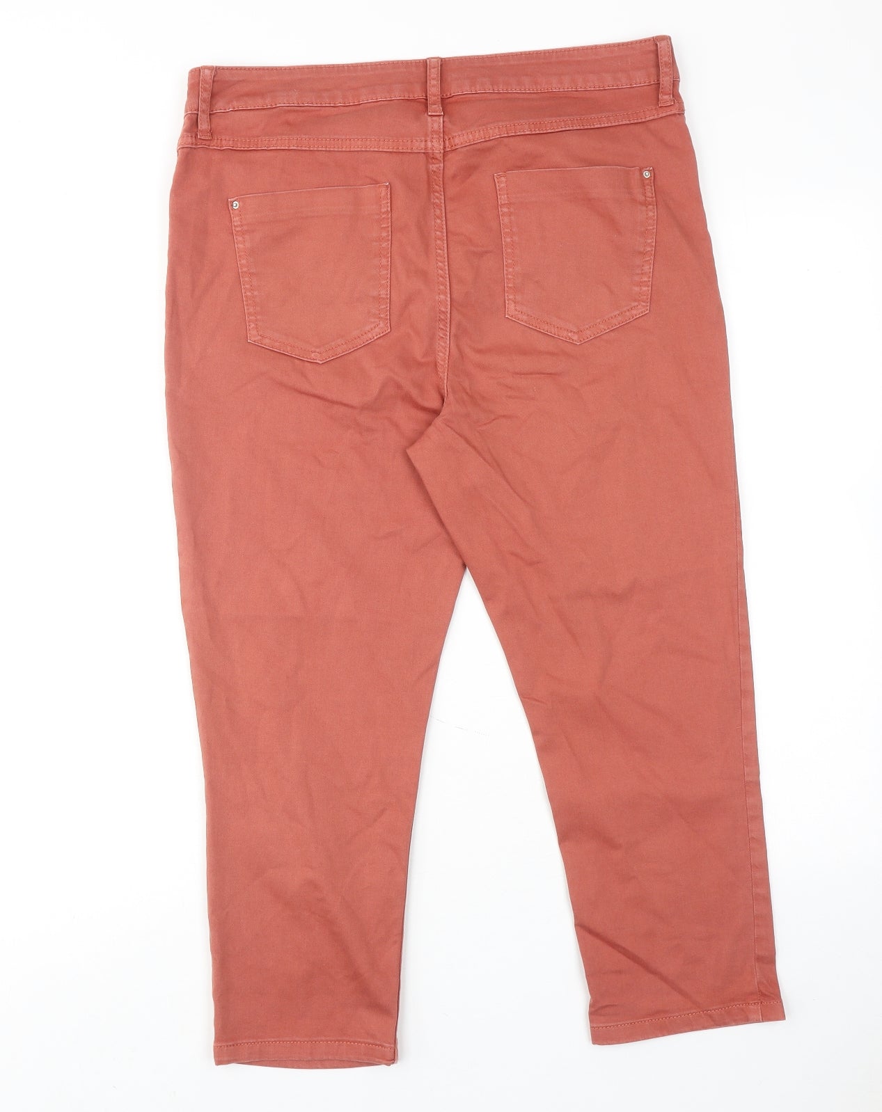 Marks and Spencer Womens Brown Cotton Cropped Jeans Size 14 Regular Zip