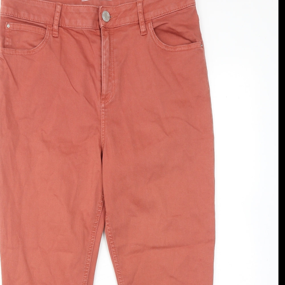 Marks and Spencer Womens Brown Cotton Cropped Jeans Size 14 Regular Zip