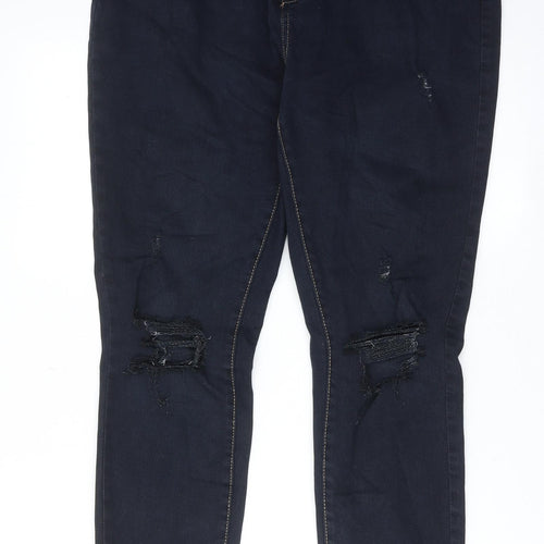 George Womens Blue Cotton Skinny Jeans Size 14 Regular Zip