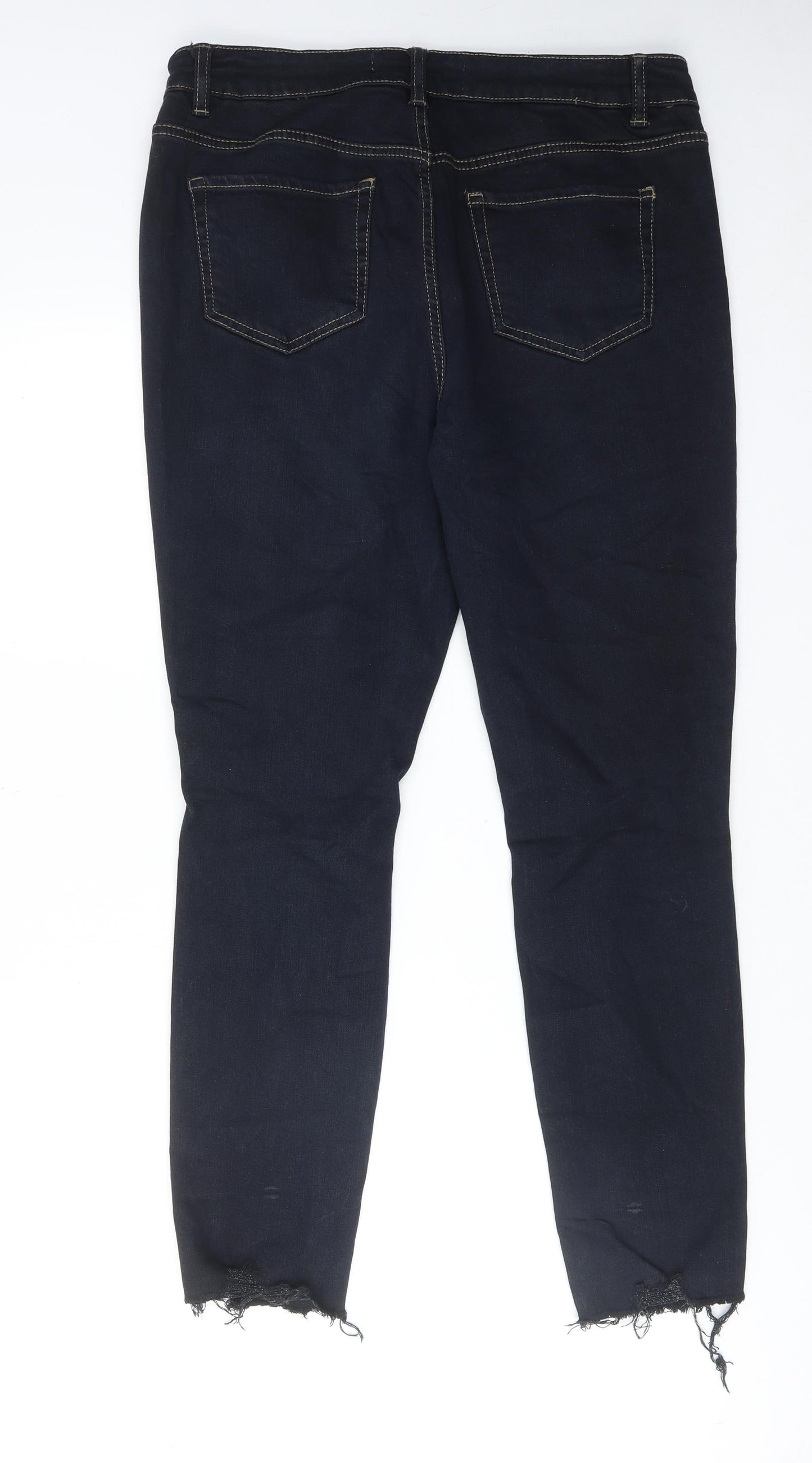George Womens Blue Cotton Skinny Jeans Size 14 Regular Zip