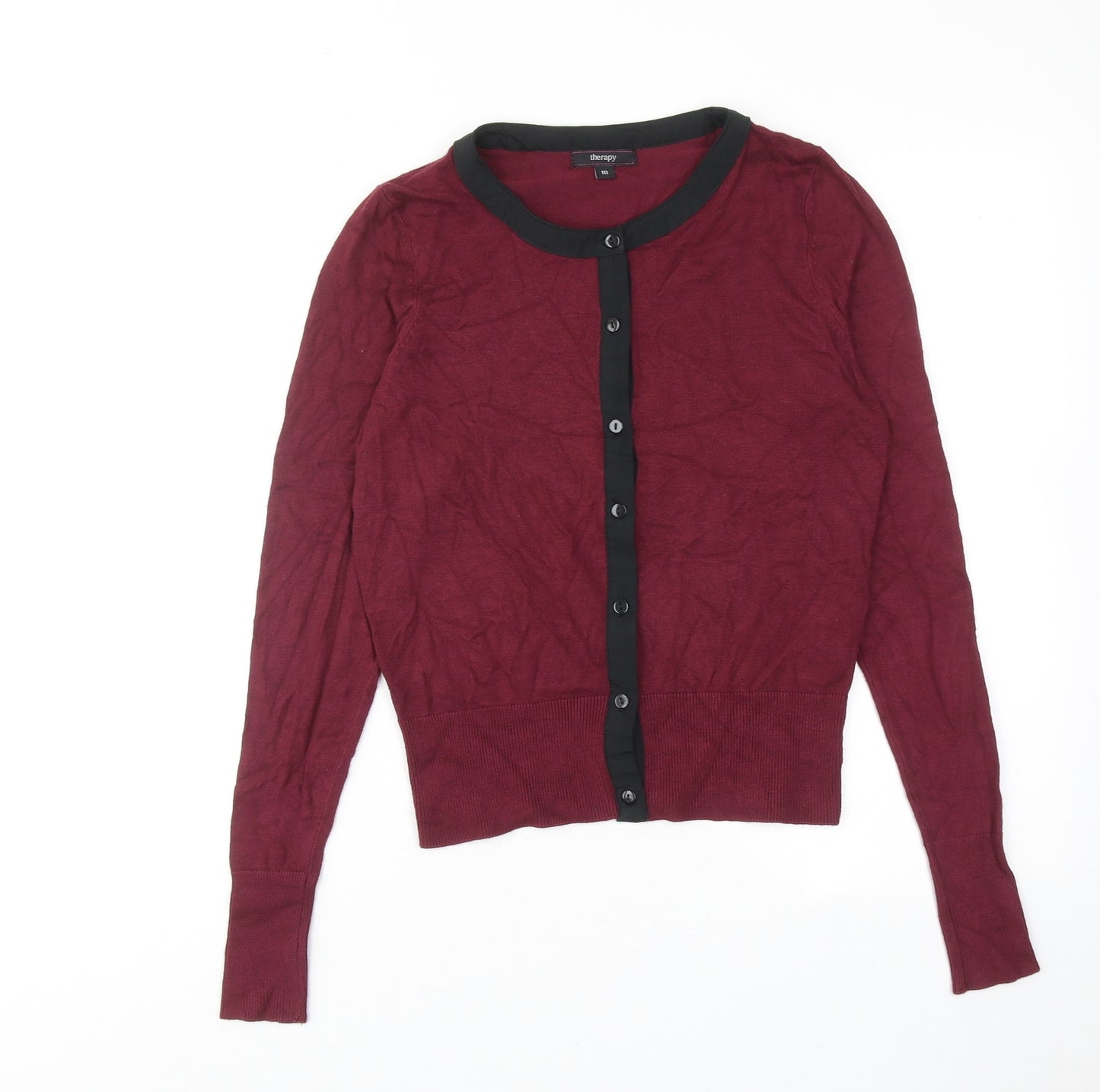 Therapy Womens Red Round Neck Viscose Cardigan Jumper Size M