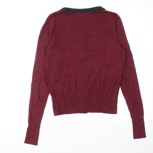 Therapy Womens Red Round Neck Viscose Cardigan Jumper Size M