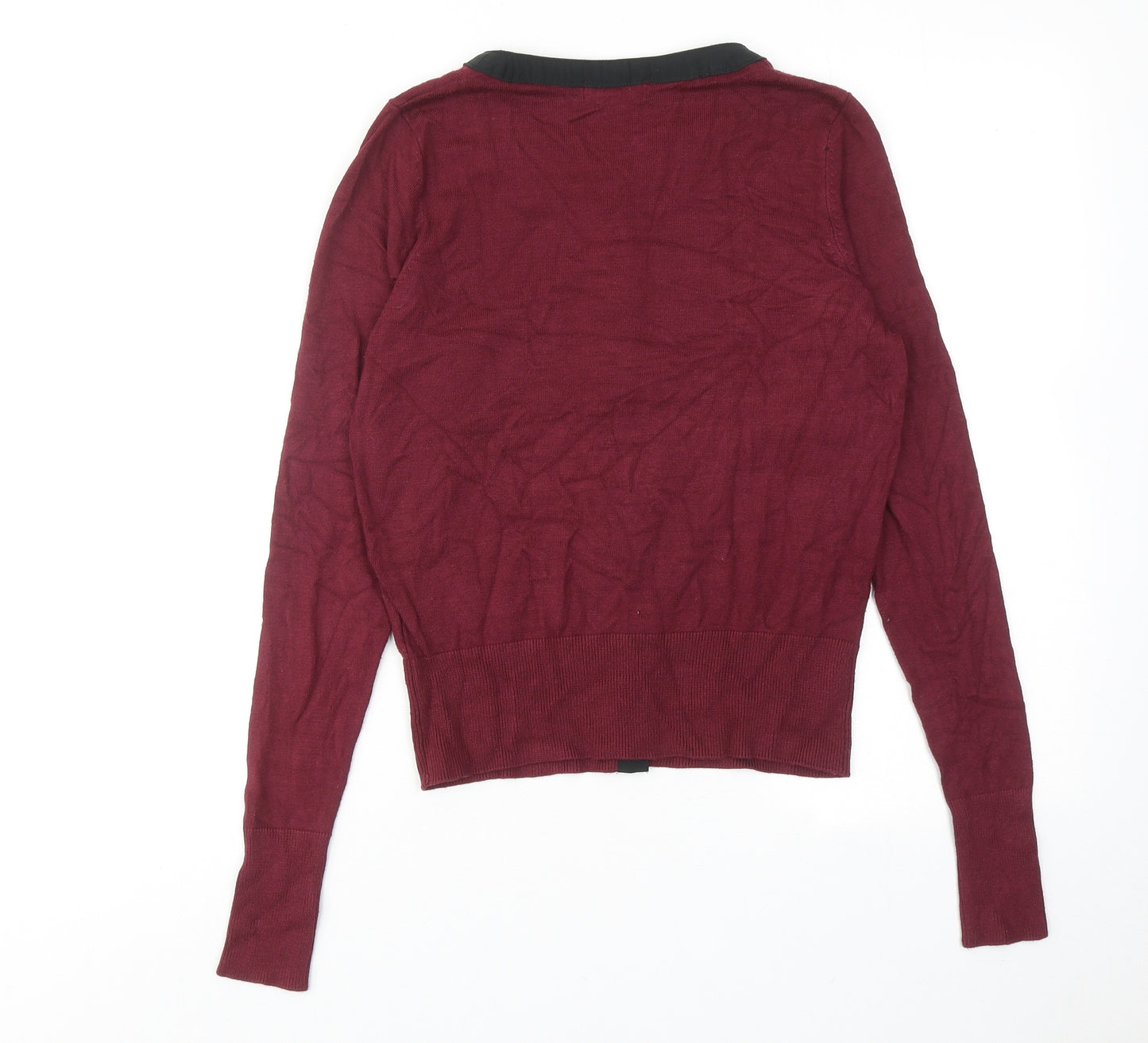 Therapy Womens Red Round Neck Viscose Cardigan Jumper Size M
