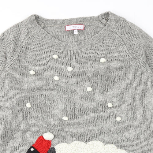NEXT Womens Grey Boat Neck Acrylic Pullover Jumper Size 16 Pullover - Sheep
