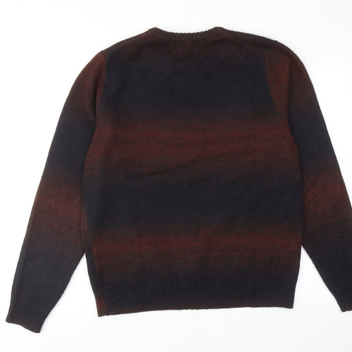 Marks and Spencer Mens Brown Round Neck Polyester Pullover Jumper Size M Long Sleeve