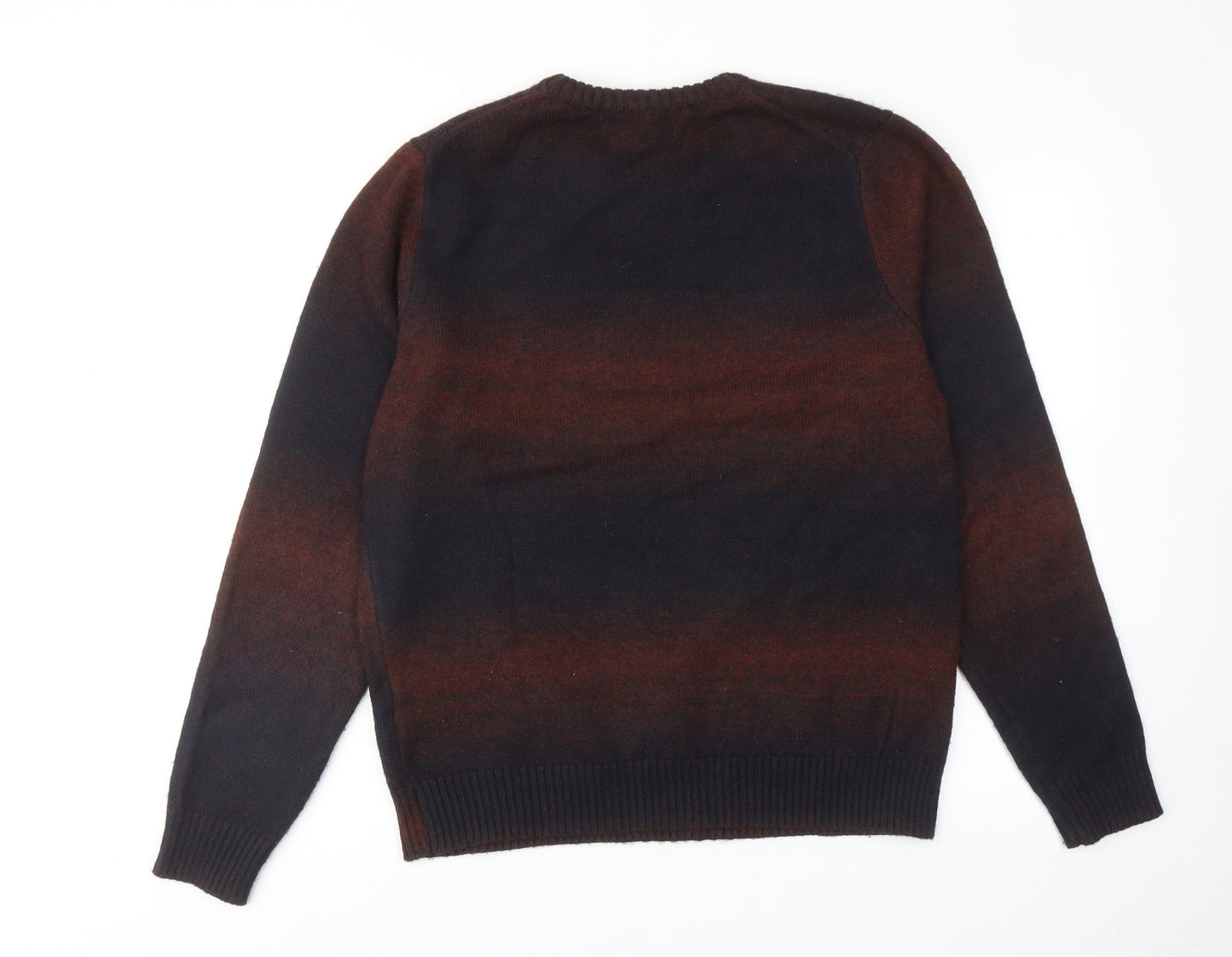 Marks and Spencer Mens Brown Round Neck Polyester Pullover Jumper Size M Long Sleeve