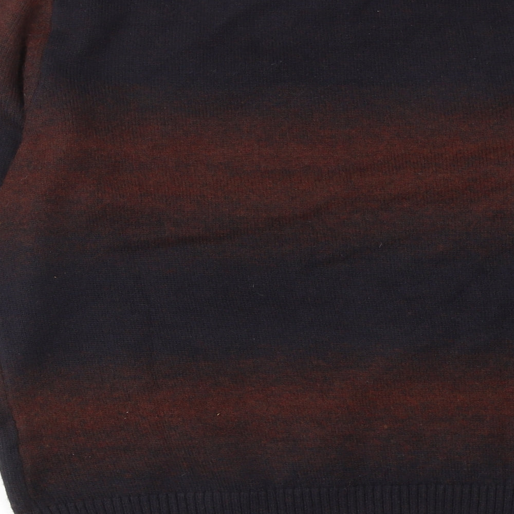 Marks and Spencer Mens Brown Round Neck Polyester Pullover Jumper Size M Long Sleeve