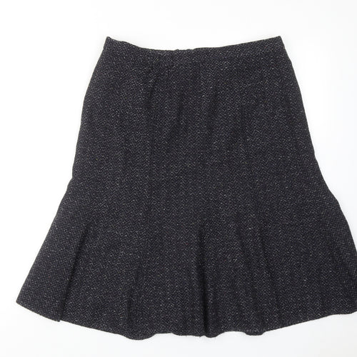 Marks and Spencer Womens Blue Geometric Acrylic Swing Skirt Size 14 Zip