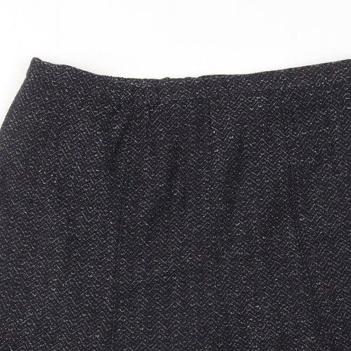 Marks and Spencer Womens Blue Geometric Acrylic Swing Skirt Size 14 Zip