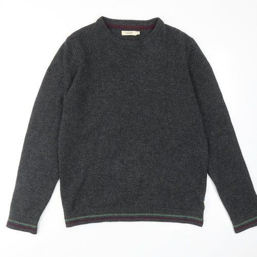Howies Mens Grey Round Neck Wool Pullover Jumper Size S Long Sleeve