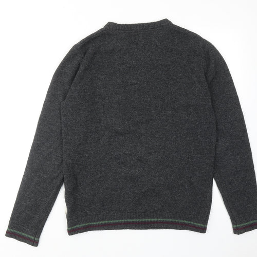 Howies Mens Grey Round Neck Wool Pullover Jumper Size S Long Sleeve