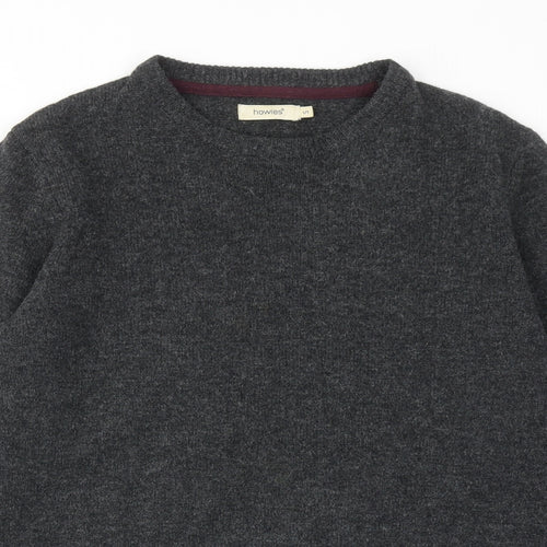 Howies Mens Grey Round Neck Wool Pullover Jumper Size S Long Sleeve