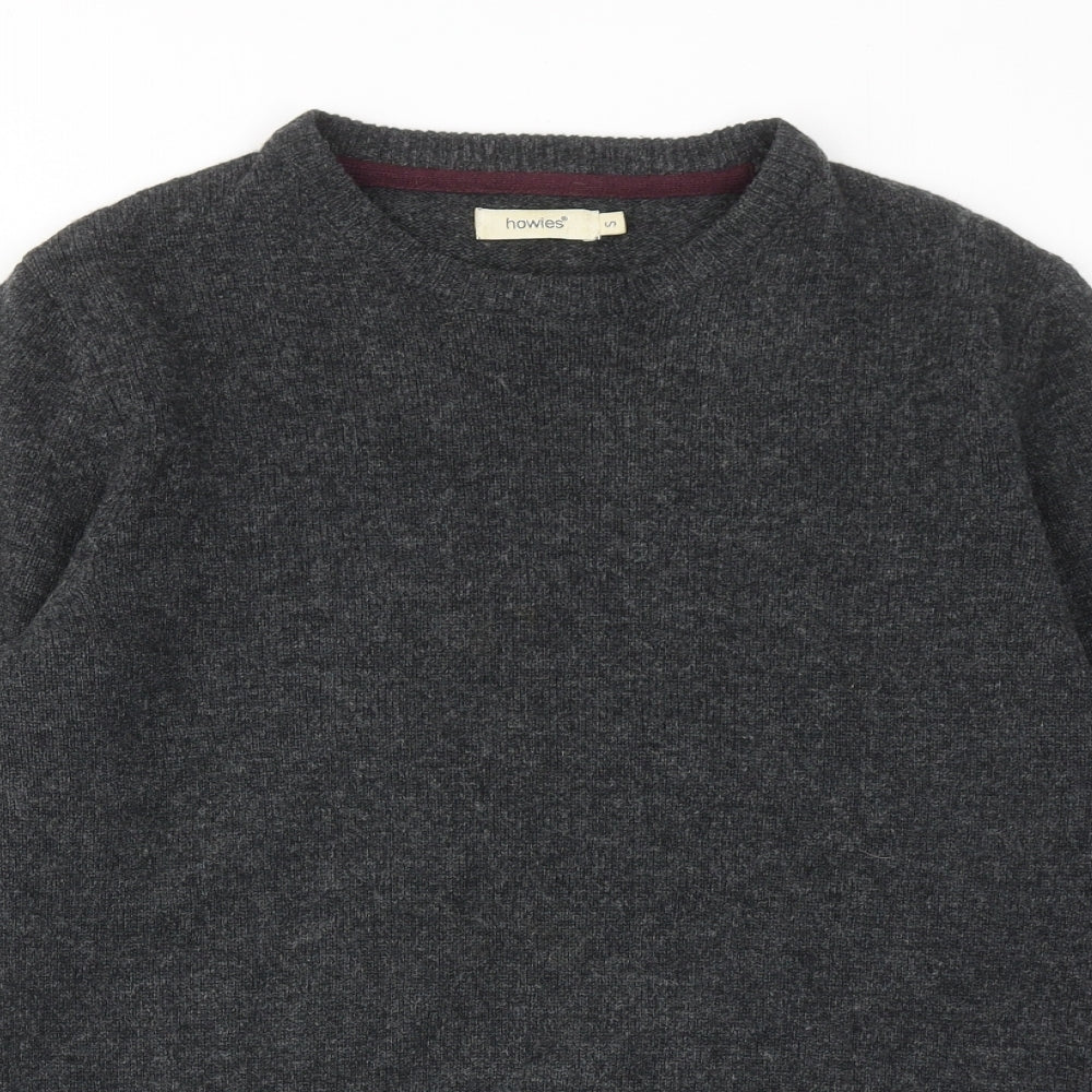 Howies Mens Grey Round Neck Wool Pullover Jumper Size S Long Sleeve