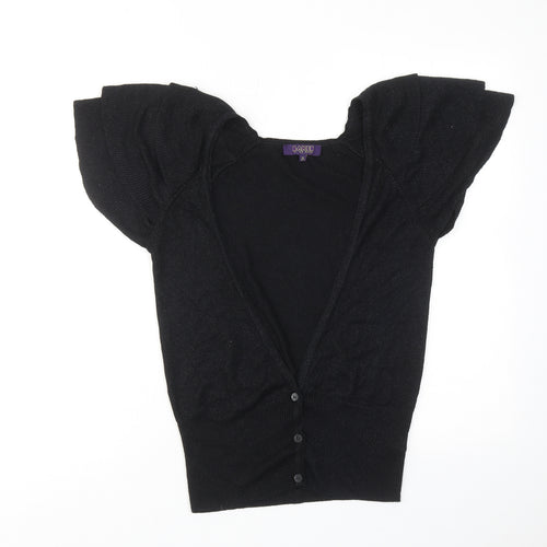 Ted Baker Girls Black V-Neck Viscose Cardigan Jumper Size 14 Years Button