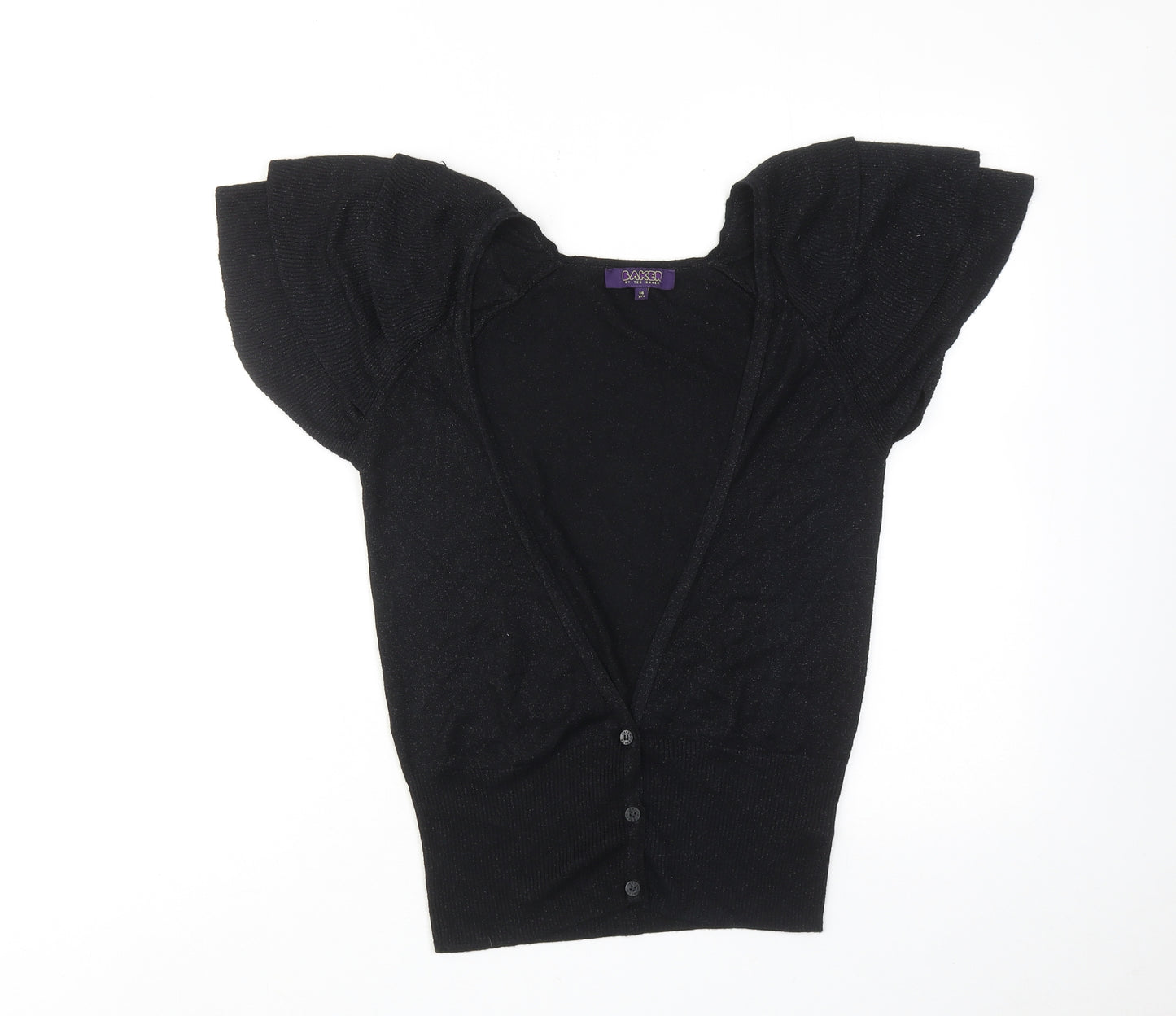 Ted Baker Girls Black V-Neck Viscose Cardigan Jumper Size 14 Years Button