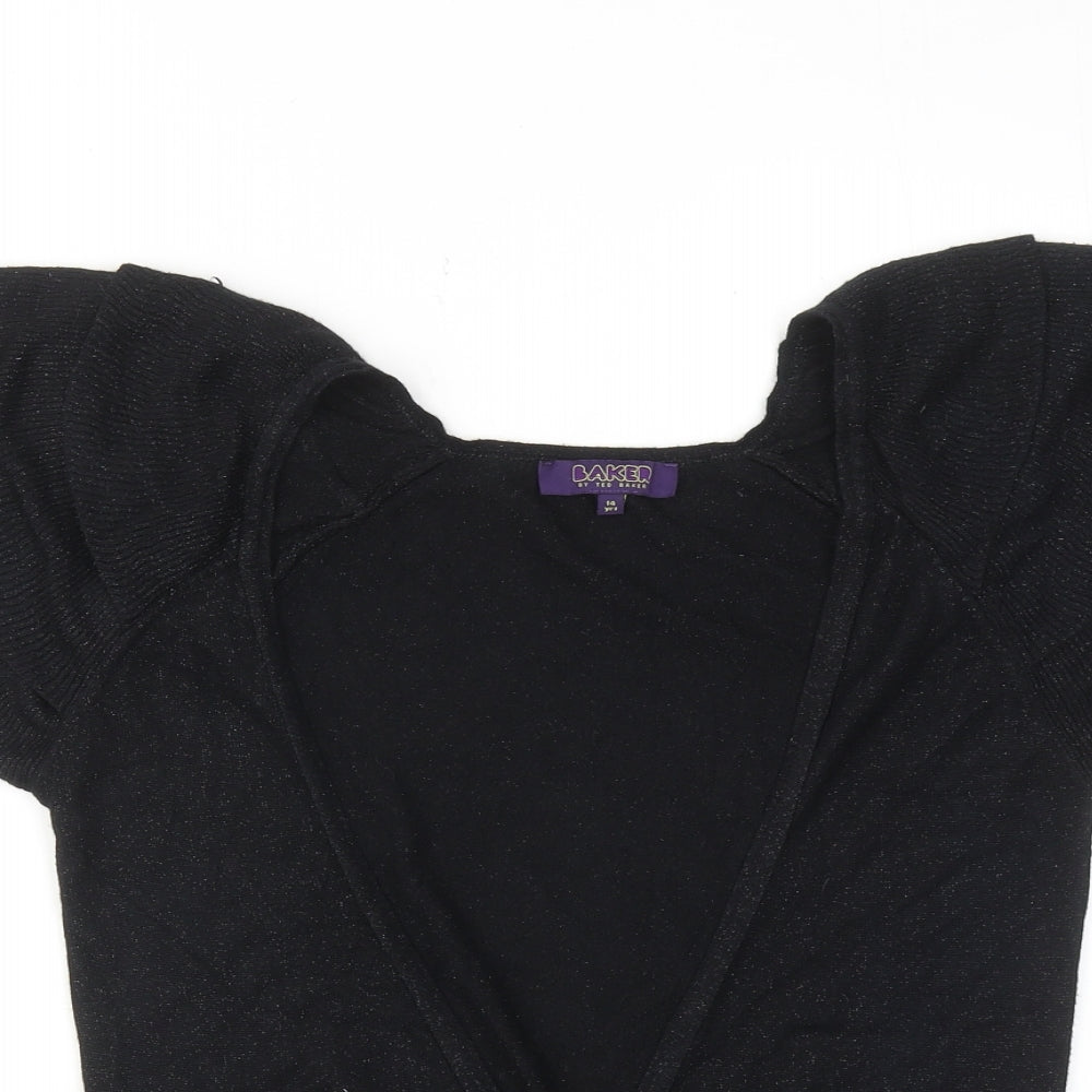 Ted Baker Girls Black V-Neck Viscose Cardigan Jumper Size 14 Years Button