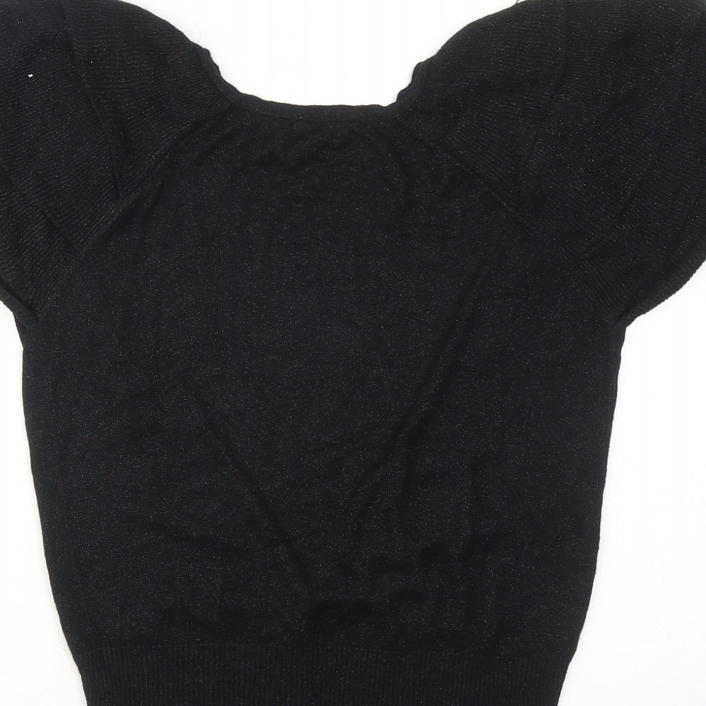 Ted Baker Girls Black V-Neck Viscose Cardigan Jumper Size 14 Years Button