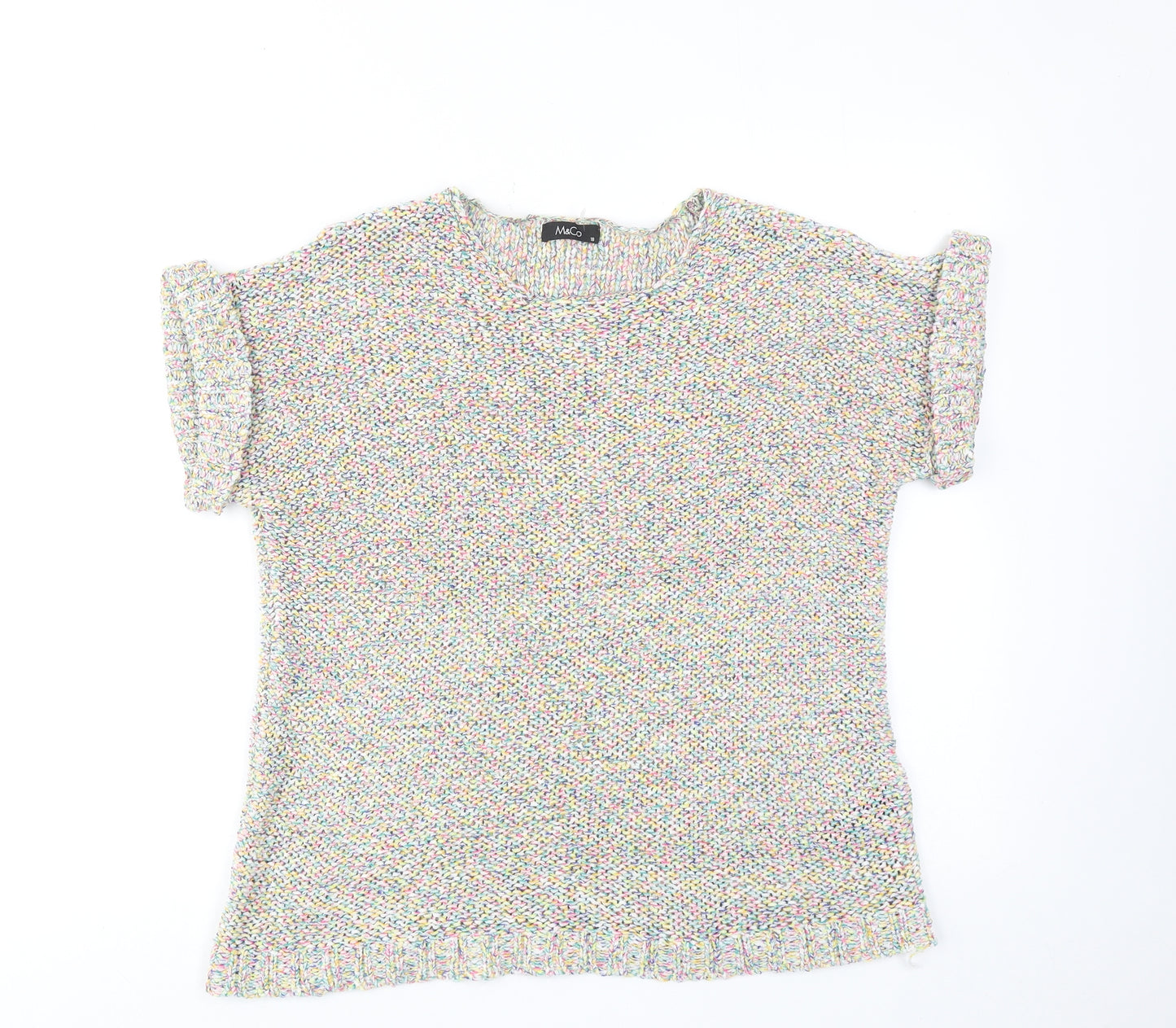 M&Co Womens Multicoloured Round Neck Cotton Pullover Jumper Size 18 Pullover