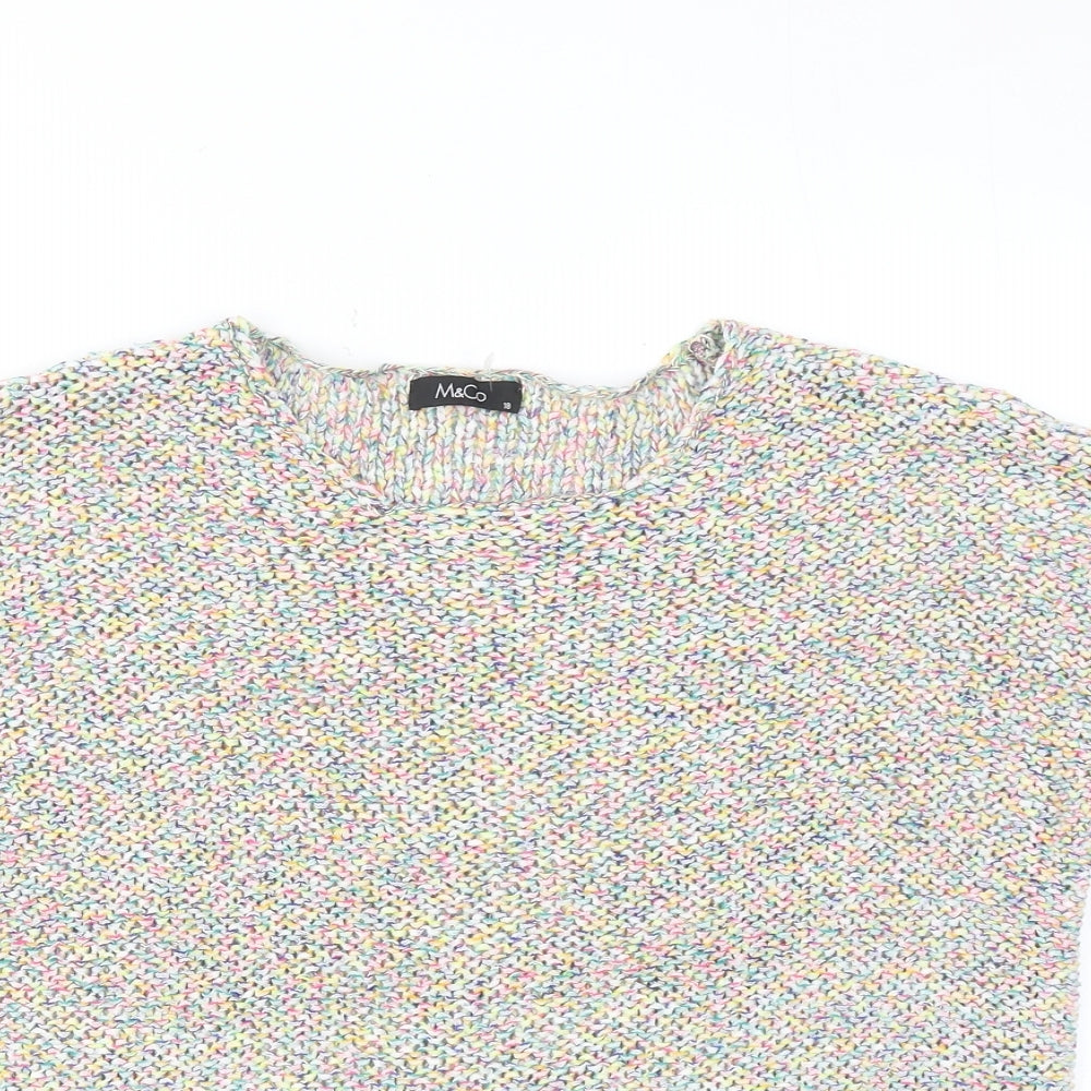 M&Co Womens Multicoloured Round Neck Cotton Pullover Jumper Size 18 Pullover