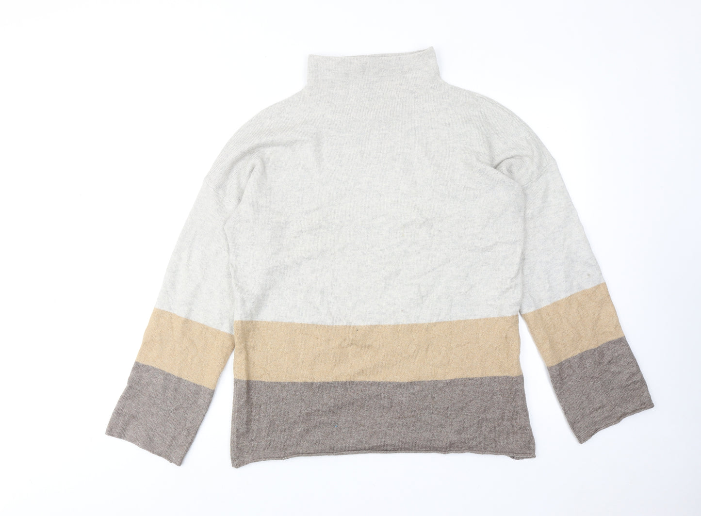 Paul Costelloe Womens Brown High Neck Acrylic Pullover Jumper Size 14