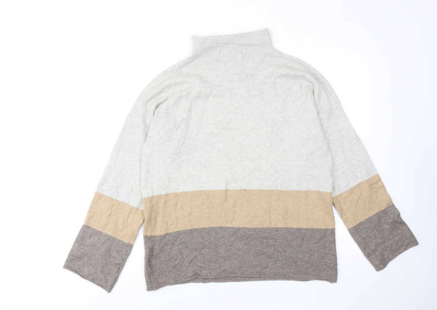 Paul Costelloe Womens Brown High Neck Acrylic Pullover Jumper Size 14