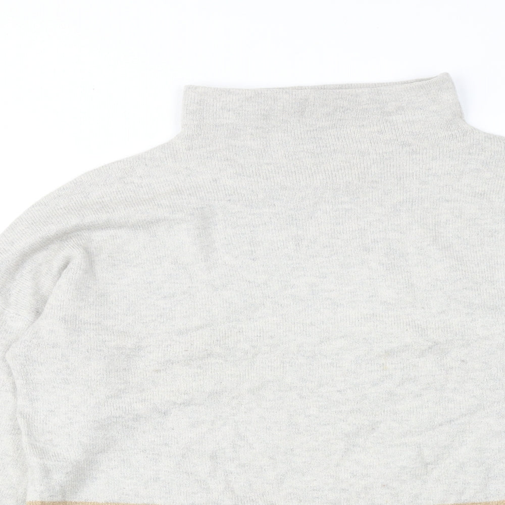 Paul Costelloe Womens Brown High Neck Acrylic Pullover Jumper Size 14