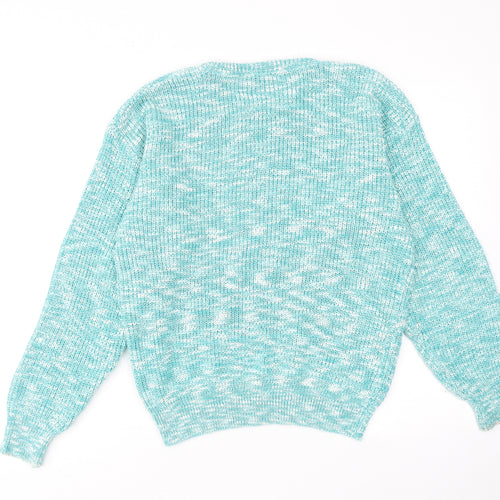 Matrix Womens Blue Round Neck Acrylic Pullover Jumper Size M