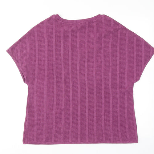 Marks and Spencer Womens Purple Polyester Basic Blouse Size 12 V-Neck